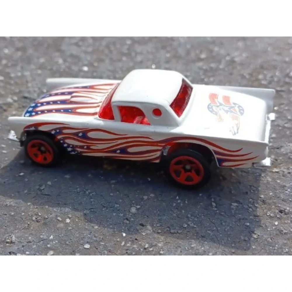 Vintage 1977 Hot Wheels Thailand 57 T Bird Rare White Stars Flames Blue/Red